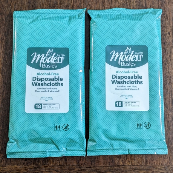 Modess Basics Adult Alcohol Free Large Disposable Washcloths, 12 " x 8",Set of 2 - Picture 1 of 2